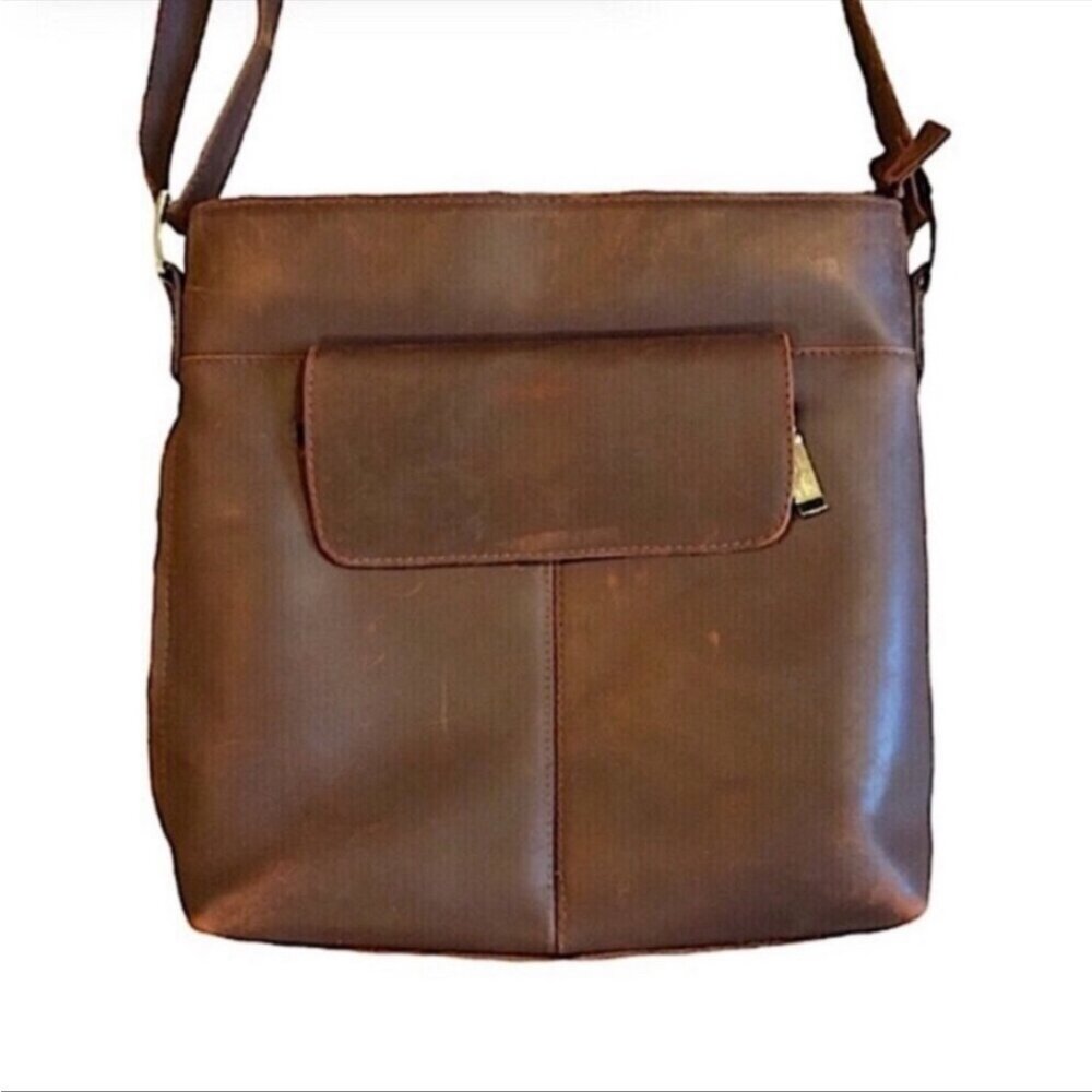 Claire Chase Genuine Leather Shoulder Crossbody Bag/Purse Brown